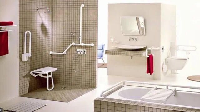 Aménagement de salle de bain pour personnes à mobilité réduite