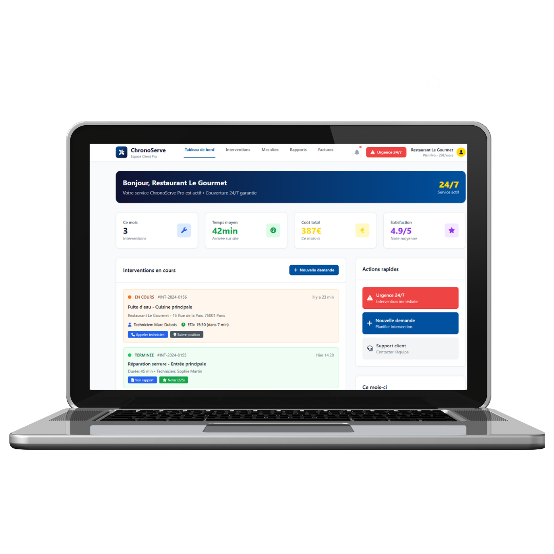 Interface de gestion ChronoServe
