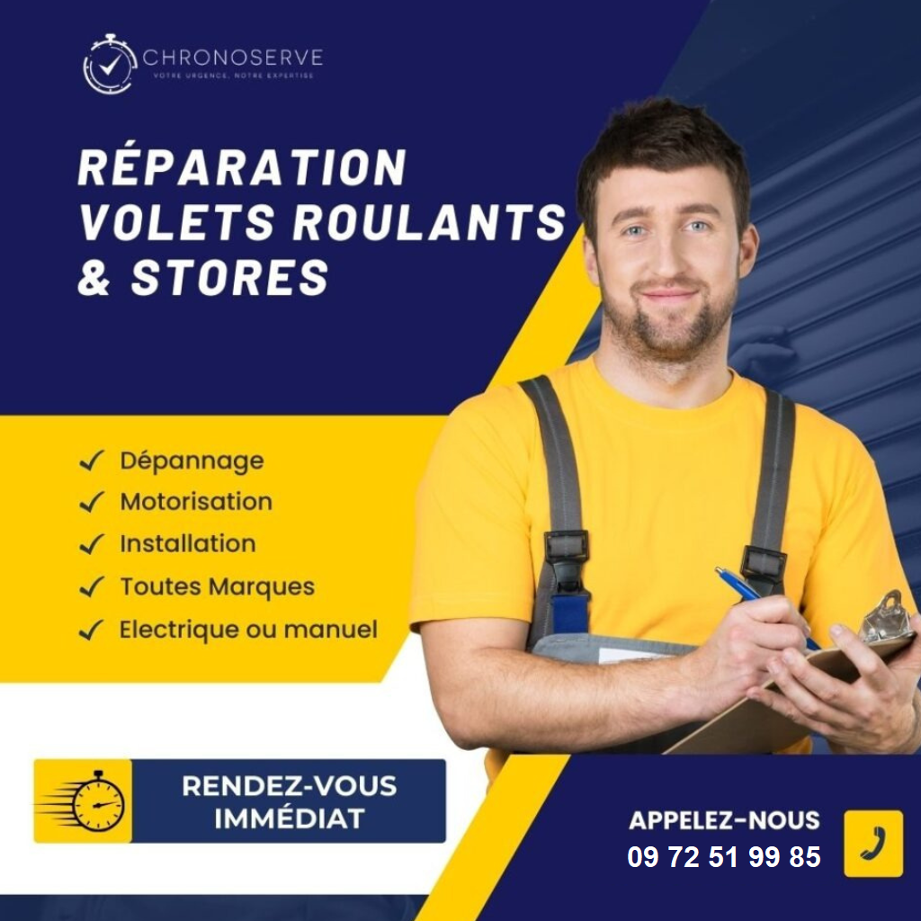 Devis réparation volet roulant à Grasse : Un technicien Chronoserve Store intervient
